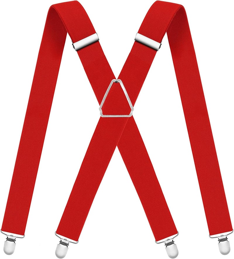 WOXVM Mens Suspenders Adjustable Braces with 4 Strong Metal Clips Elastic X Back Heavy Duty Suspender for Men and Women - Image 1
